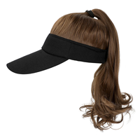 Casquette de baseball ajustable Mumeng pour extérieur avec perruque queue de cheval ondulée marron/noir/rose pour femme, résistante à la chaleur, en fibre haute température