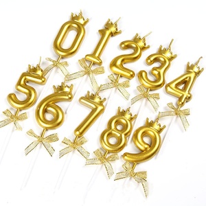 Accessori all'ingrosso della candela di compleanno numero accessori della torta forniture a forma di corona numeri d'oro candele strumenti per torta - Product Image 6
