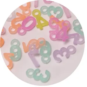 500pcs/bag Plastic Lucite Beads Two Styles Clear and Opaque Color Number Top Hole Pendants for Jewelry Make