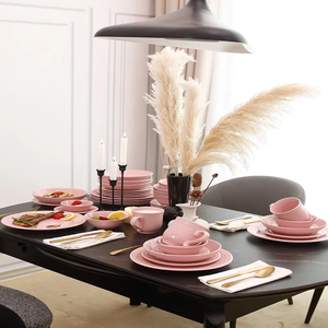Ensemble de vaisselle rose pour la promotion de septembre, idéal pour les mariages ou les restaurants familiaux - Product Image 5