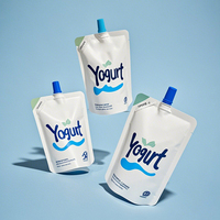 Aangepaste Stand-Up Navulbare Doypack Tuit Vloeibare Fruit Yoghurt Verpakking Pla Biologisch Afbreekbaar Herbruikbare Babyvoeding Tuit Yoghurt Zakje