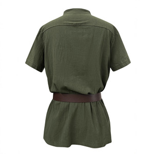 Haut médiéval rétro à nouer à la taille, manches courtes, costume de Renaissance pour homme, vert, fibre de polyester, taille adulte - Product Image 3