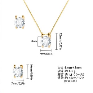 Classic Zircon <b>Necklace</b> Set 2ct Claw Setting Gold Tone Clavicle Chain Jewelry Gift Fashion - Product Image 5