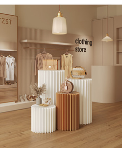 Expositor cilíndrico <span class=keywords><strong>de</strong></span> pie <span class=keywords><strong>de</strong></span> una pieza, moderno, preensamblado, <span class=keywords><strong>de</strong></span> papel plegable, para exhibición en isla central, con pedido mínimo. - Product Image 3