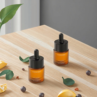 Flacon compte-gouttes cylindrique en verre transparent écologique de 15ml pour crème pour le visage, huiles essentielles, sérums, gouttes pour les yeux