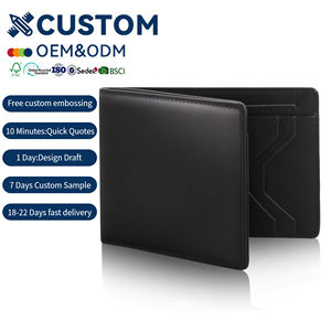 Luxe Zakelijke Volnerf Lederen Open Rfid Blokkeren Mannen Portemonnee Custom Emboss Logo Korte Zakelijke Id Creditcard Houder Portemonnee - Product Image 1
