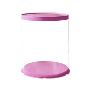 Tall Round Plastic Transparent Square Rigid Cake Packaging <b>Box</b> With Clear Cover - Product Image 5