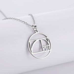<span class=keywords><strong>Fibonacci</strong></span> espiral círculo triángulo proporción dorada geometría colgante collar mujeres gargantilla collar joyería de acero inoxidable - Product Image 2