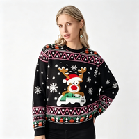 Ventes en gros de tenues assorties parent-enfant, pull de Noël en tricot jacquard, pull de Noël amusant
