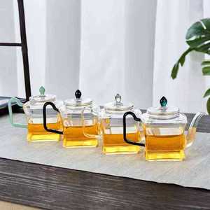 กาน้ำชาแก้วใสโบโรซิลิเกตขนาด 250 มล. พร้อมหูจับหลากสี กาน้ำชาป้องกันการรั่วซึมสำหรับชาเย็นและชงร้อน ดีไซน์ทำความสะอาดง่าย - Product Image 1