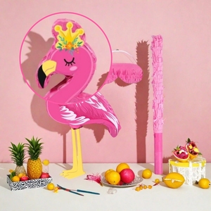 Pafu Personnaliser Hawaiian FiestaTropical Enfants Fête D'anniversaire Rose Flamingo <span class=keywords><strong>Pinata</strong></span> avec Bandeau Bâton Suspendu Flamingo <span class=keywords><strong>Pinata</strong></span> Ensemble - Product Image 5