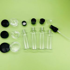 <b>Travel</b> Sized Cosmetic PET <b>Bottles</b> 7 Piece <b>Set</b> With Spray Dispenser For Skin Care - Product Image 1
