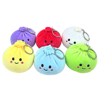 Porte-clés en peluche de 8 cm, motif dessin animé mignon de boulettes de raviolis vapeur, visage souriant, mini-ornement en peluche moelleux pour la décoration de sacs à dos et sacs à main