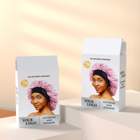 Boîte à bonnets en satin personnalisable avec logo privé, boîte à bonnets pour tresses, durags en soie, emballage en papier, boîte de présentation pliable pour bonnets