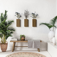 Vas Dinding Kayu Mewah Tren Dekoratif Tanaman Interior Dekorasi Dinding Kayu Rustic Pot Bunga Saku