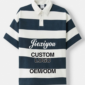 Camiseta de Manga Corta para Hombre con Logotipo Personalizado, Impresión de Rayas de Alta Calidad, 250 g/m², Cuello con Botones, Polo Oversize - Product Image 2