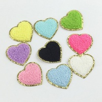 Vente en gros de patchs coeur brodés chenille 5cm fer sur paillettes pour vêtements sac accessoires de bricolage