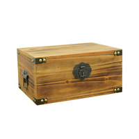 WanuoCraft Coffre en bois rustique fait main sur mesure Grand coffre au trésor en bois de pin rétro Boîte de rangement avec couvercle à charnières et fermoir frontal