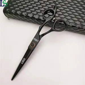 New Design Black Barber Hair Scissor Custom Logo Salon Hairdressing Flat Scissor