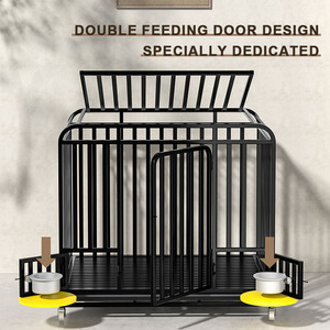 Cage pour chien moderne en acier inoxydable noir Strosen avec cadre entièrement tubulaire et plateau en plastique à six côtés Roues pour utilisation en intérieur - Product Image 3