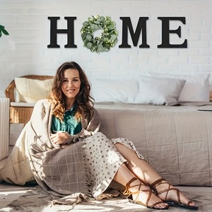 Casa segno in <span class=keywords><strong>legno</strong></span> lettere Decorative <span class=keywords><strong>da</strong></span> <span class=keywords><strong>parete</strong></span> arte decorazione per soggiorno ingresso cucina regalo <span class=keywords><strong>di</strong></span> inaugurazione della casa nero - Product Image 3