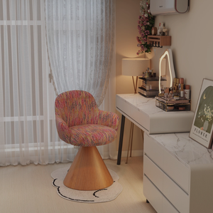 Silla de Tocador de Cuero PU Moderna y Lujosa para Dormitorio, Giratoria, de Madera Maciza, con Tapizado de Terciopelo, Taburete de <span class=keywords><strong>Maquillaje</strong></span>, Estilo Minimalista de Alta Gama - Product Image 3