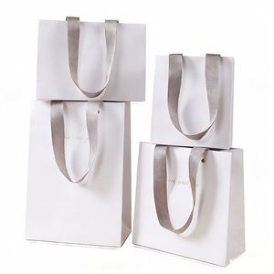 Cintas de Papel Kraft de Lujo para Empaque, Bolsas de Compra de Papel Kraft de Lujo con Logotipo Impreso Personalizado, Asas para Supermercado, Exhibición, Bolsas de Regalo Perfectas - Product Image 1
