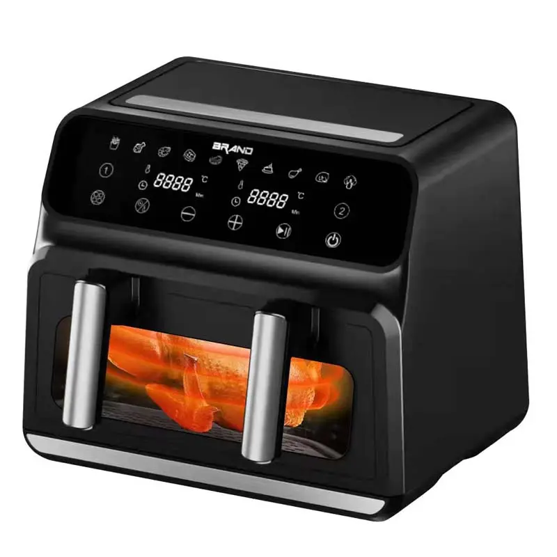New Arrival 1700W Digital Smokeless Indoor Grill 9L Big Single Pot the Power Double Basket Dual Air Fryer