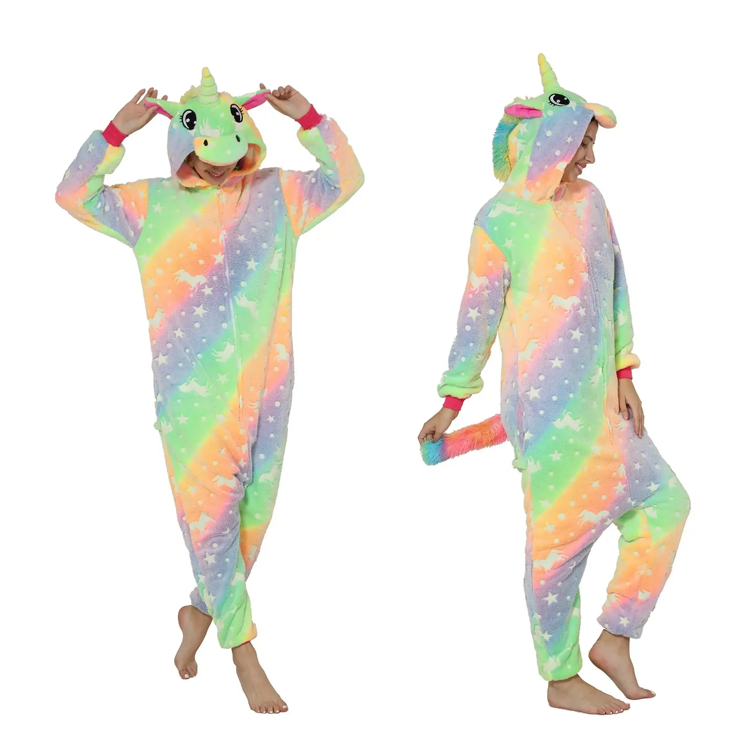 Người Lớn Mùa Đông Ấm Áp Đồ Ngủ Phim Hoạt Hình Trang Phục Phim Hoạt Hình Jumpsuit Sáng Unicorn Unisex Stitch Động Vật Đồ Ngủ