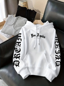 <span class=keywords><strong>Felpa</strong></span> con Cappuccio Casual da Uomo a Maniche Lunghe - Stampa Grafica <span class=keywords><strong>Los</strong></span> <span class=keywords><strong>Angeles</strong></span> California, Nero Bianco, in Fibra di Bambù Satinata, Antivento e ad Asciugatura Rapida - Product Image 5