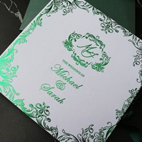 Chic Design Luxus Hardcover Clear Plexiglas Dunkelgrüne Folie Box Einladung für Hochzeit Geburtstags veranstaltungen