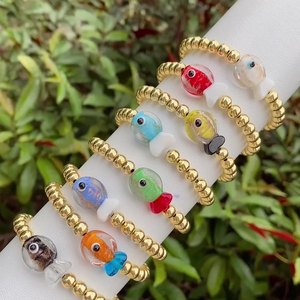 Pulsera Elástica Dorada de Cuentas con Letra Inicial <span class=keywords><strong>Personalizada</strong></span> y Dijes de Acero Inoxidable Tipo Burbuja, <span class=keywords><strong>Joyería</strong></span> <span class=keywords><strong>para</strong></span> <span class=keywords><strong>Hombre</strong></span> y Mujer - Product Image 3