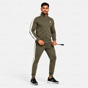 Conjunto Deportivo Clásico de Poliéster con Forro Polar, Chaqueta con Cierre Completo, Pantalones Deportivos Rectos, Transpirable, para Entrenamiento Físico, Marca Personalizada - Product Image 3
