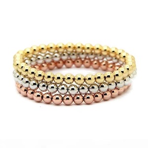 18k Gold Filled Waterproof Tarnish Free 3 4 5 6 8mm Beads <strong>Stacking</strong> <strong>Bracelets</strong> Beaded Stretch <strong>Bracelet</strong> - Product Image 3
