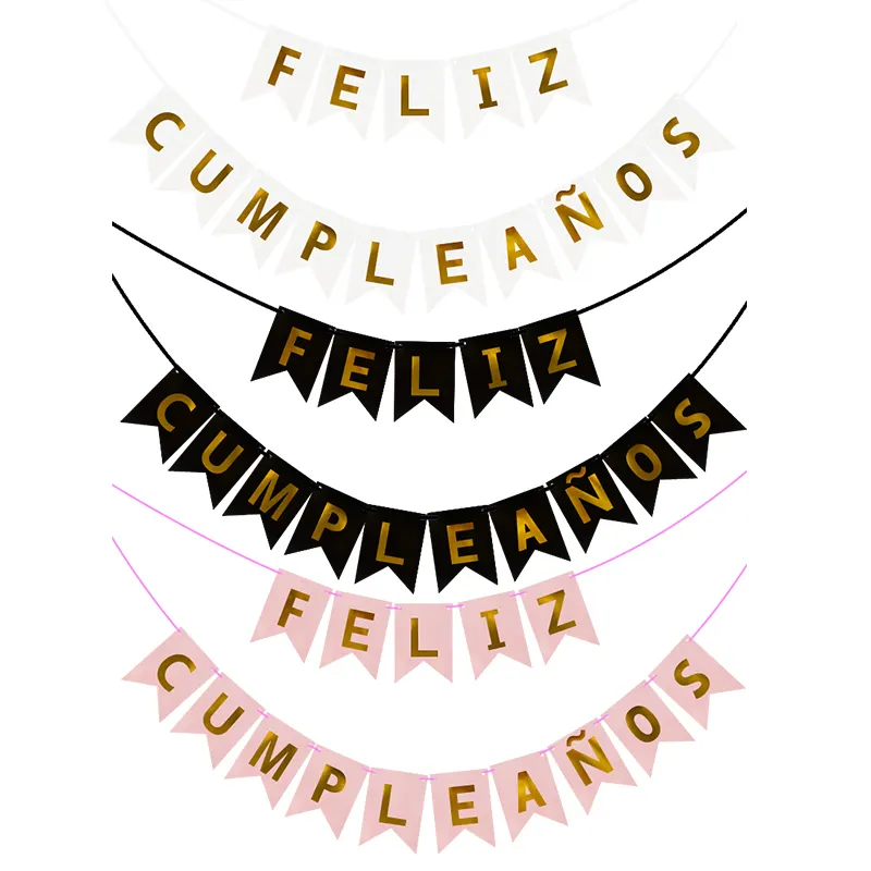 1Set Spanish Happy Birthday Bunting Banner Letter Feliz Cumpleanos Paper Garland Birthday Party Hanging Flags Decoration Supply