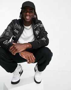 사용자 정의 플러스 사이즈 남자의 디자이너 블랙 힙합 패션 방풍 방수 편지 인쇄 복고풍 겨울 패딩 재킷 - Product Image 4