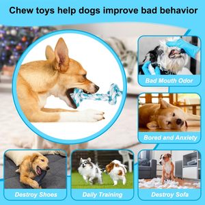 Artículos azules para mascotas, juguetes para masticar para mascotas, cuerda de Limpieza de dientes resistente a mordeduras, cuerda de algodón trenzada de doble nudo, juguetes para masticar perros - Product Image 3