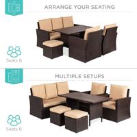 Vente en Gros de Meubles de Jardin de Haute Qualité pour Balcon et Salon Ensemble Table et Chaises de Canapé de Patio en Plastique Brun Rotin