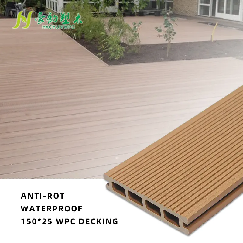 Nhân tạo gỗ cứng gỗ WPC decking ngoài trời Gỗ nhựa composite boong bảng