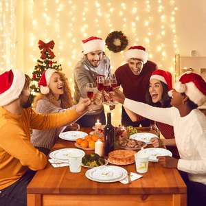 Juego de Vajilla para Fiesta de Navidad de 144 Piezas, Platos, Servilletas, Vasos, Cubiertos, Diseño de Copos de Nieve Dorados, para 24 Personas, Papel, Gran Venta - Product Image 5