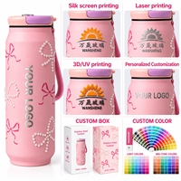 Bouteille isotherme portable en acier inoxydable à double paroi de 16 oz, style canette de cola, avec corde, pour fille