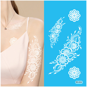 Autocollant de tatouage temporaire en dentelle blanche, motif de mariage, style henné, pour femmes et adolescentes, usage professionnel - Product Image 6