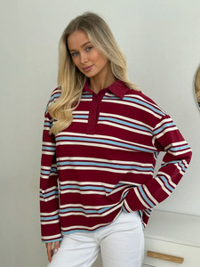 Sexy Elegant Oversized Polo Women Loose Sleeve Button up Lapel Pullover Fashion Lazy Style <strong>Jumper</strong> - Product Image 4