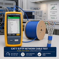 Kabel LAN Cat7 Tugas Berat Berpelindung, Tembaga Padat dengan Foil & 80% Anyaman Pelindung Ganda, Kabel Jaringan 500MHz