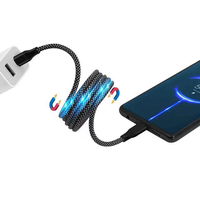 Câble en nylon USB-C à charge rapide magnétique à remontage automatique 3A 60W chargeur plat anti-enchevêtrement de type C conducteur en cuivre pur pour iPhone