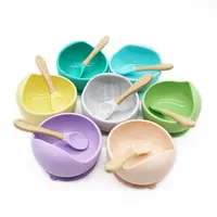 국경 어린이 식품 학년 실리콘 먹이 식기 아기 턱받이 그릇 숟가락 아기 흡입 컵 실리콘 보조 식품 그릇