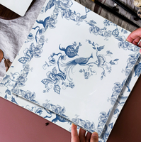 Service de vaisselle carré en porcelaine fine, motif personnalisé, assiettes et tasses de luxe en porcelaine, pour hôtels, restaurants, mariages, vente en gros
