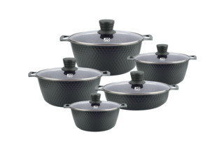 Hot bán Mười mảnh kim loại khỏe mạnh soong Set Die Cast nhôm không dính đồ nấu nướng với mô hình kim cương - Product Image 6