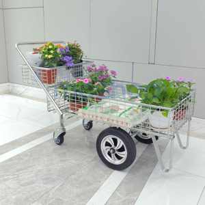 Chariot carré traditionnel de camion de chariot à fleurs en métal de modèle pour l'état de plancher d'utilisation de centre de jardin - Product Image 6