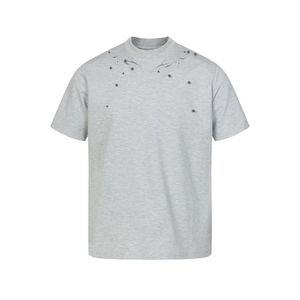 T-shirt Homme NINE à Manches Courtes, Col Rond, Motif Géométrique Brodé, en Polaire Vierge Noire Pure 320g, Coupe Slim, Style Streetwear Personnalisé de Haute Qualité - Product Image 5